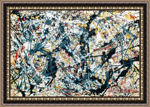 Jackson Pollock Silver on Black Framed Painting