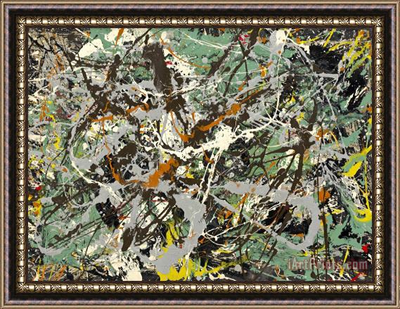 Jackson Pollock Untitled (green Silver) Framed Painting