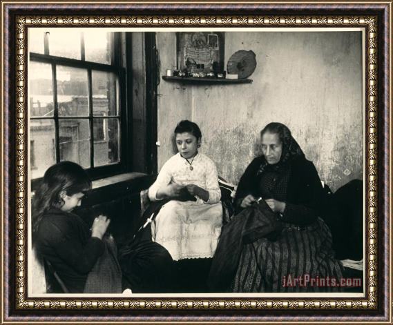 Jacob A. Riis Sewing Pants for The Sweater's in Gotham Court Framed Print
