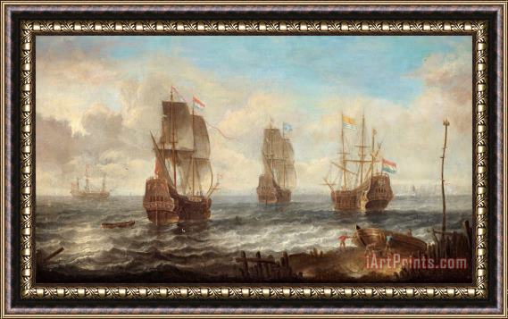Jacob Adriaensz Bellevois Circle Of Sailing Ships Framed Print