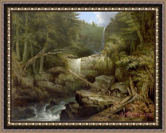 Jacob C. Ward Wolf in The Glen (cattskill Falls) Framed Print