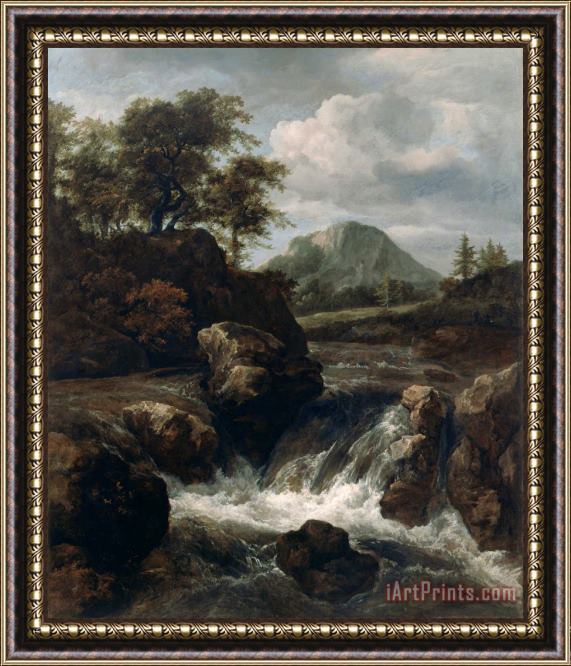 Jacob Isaacksz. van Ruisdael A Waterfall Framed Painting