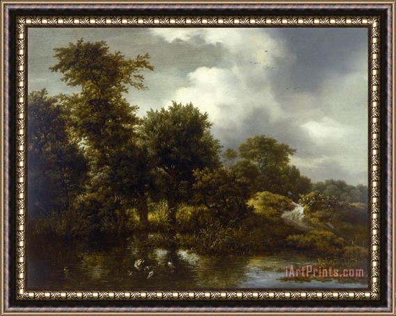 Jacob Isaacksz. van Ruisdael A Wooded Landscape with a Pond Framed Painting