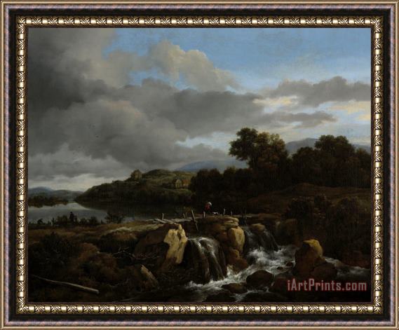 Jacob Isaacksz. van Ruisdael Landscape with Cascade Framed Painting