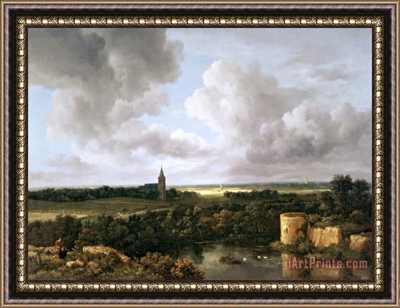 Jacob Isaacksz. Van Ruisdael Landscape with Ruined Castle And Church Framed Print