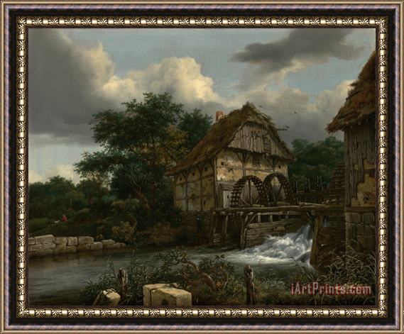 Jacob Isaacksz. van Ruisdael Two Watermills And an Open Sluice Framed Print