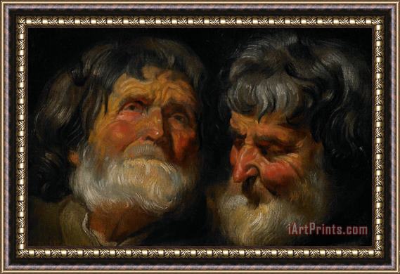 Jacob Jordaens Two Studies Of The Head Of An Old Man Framed Painting