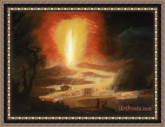 Jacob More The Eruption of Etna, with The Pious Brothers of Catalina Framed Painting