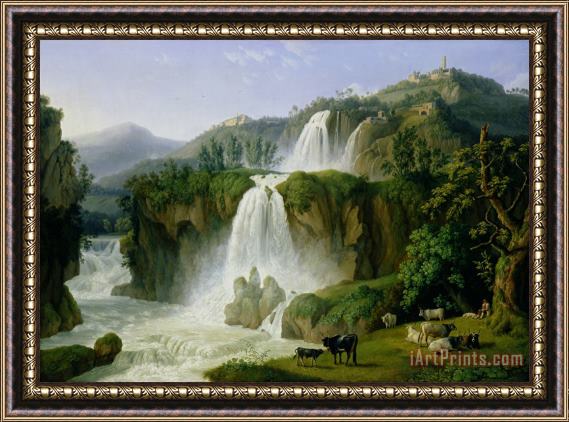 Jacob Philippe Hackert The Waterfall at Tivoli Framed Painting