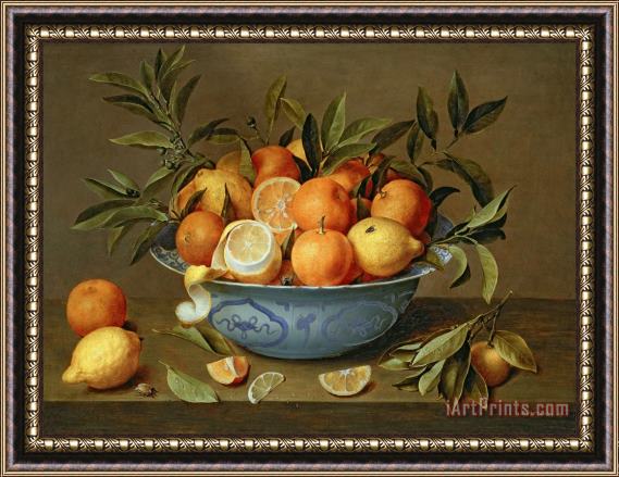 Jacob van Hulsdonck Still Life with Oranges and Lemons in a Wan-Li Porcelain Dish Framed Painting