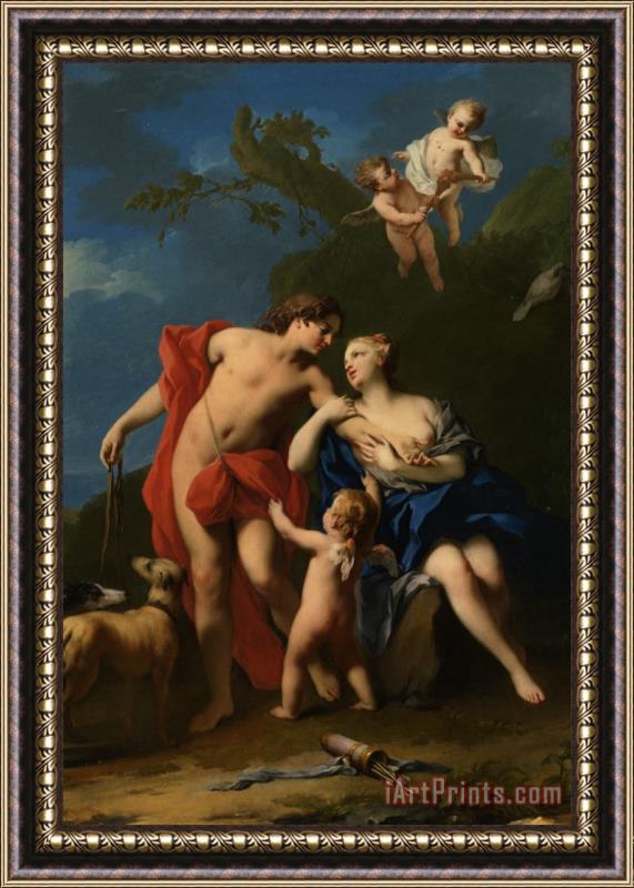 Jacopo Amigoni Venus And Adonis Framed Painting