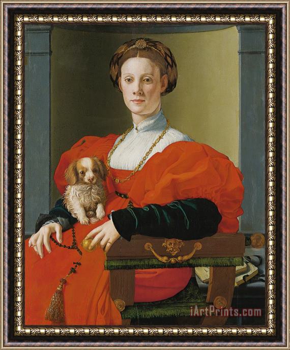 Jacopo Pontormo Portrait of a Lady with a Lapdog Framed Print