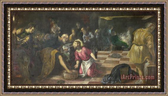 Jacopo Robusti Tintoretto Christ Washing The Feet of The Disciples Framed Painting