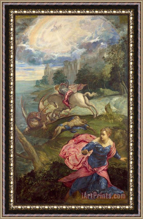 Jacopo Robusti Tintoretto Saint George And The Dragon Framed Painting
