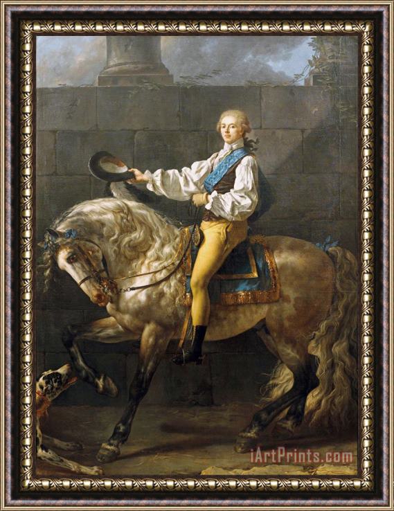 Jacques Louis David Equestrian Portrait of Stanislaw Kostka Potocki Framed Painting