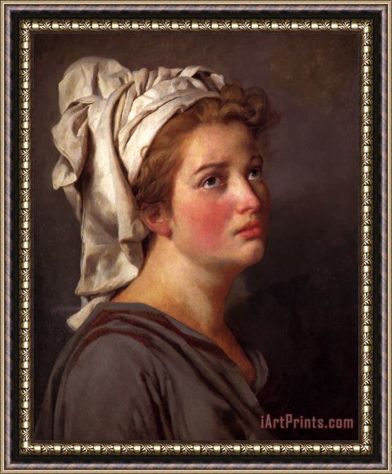 Jacques Louis David Portrait of a Young Woman in a Turban Framed Painting