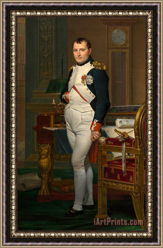 Jacques Louis David The Emperor Napoleon in His Study at The Tuileries Framed Painting