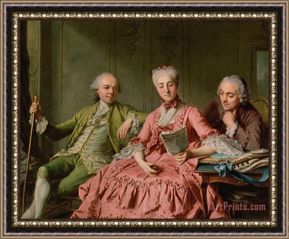 Jacques Wilbaut  Presumed Portrait of The Duc De Choiseul And Two Companions Framed Painting
