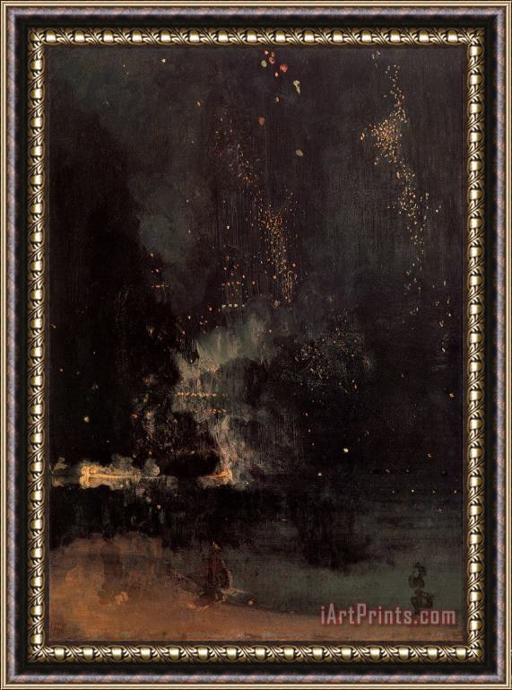 James Abbott McNeill Whistler Nocturne in Black And Gold The Falling Rocket Framed Print