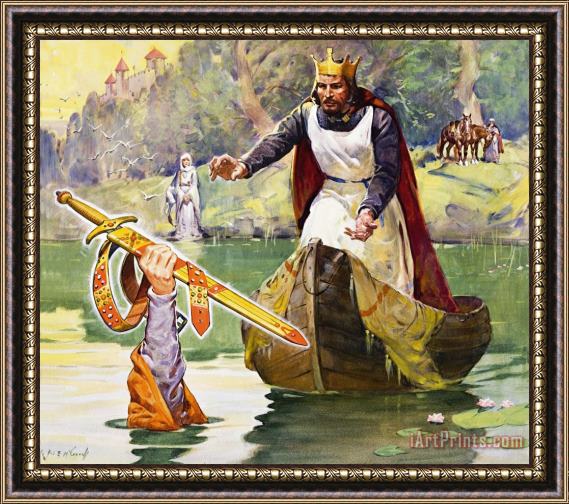 James Edwin McConnell Arthur And Excalibur Framed Painting