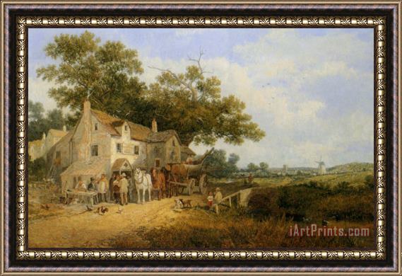 James Edwin Meadows Outside The Woodmans Arms Framed Painting