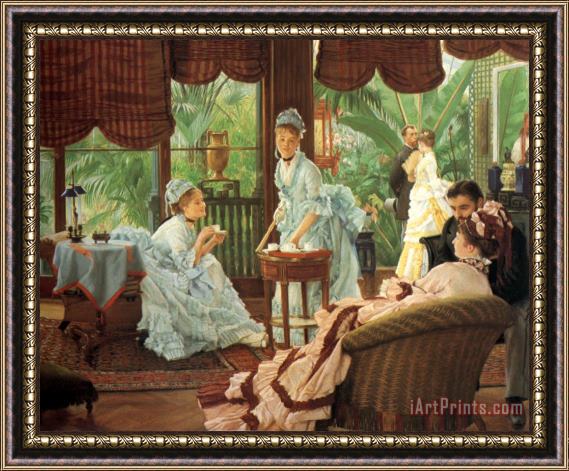 James Jacques Joseph Tissot In The Conservatory Framed Print