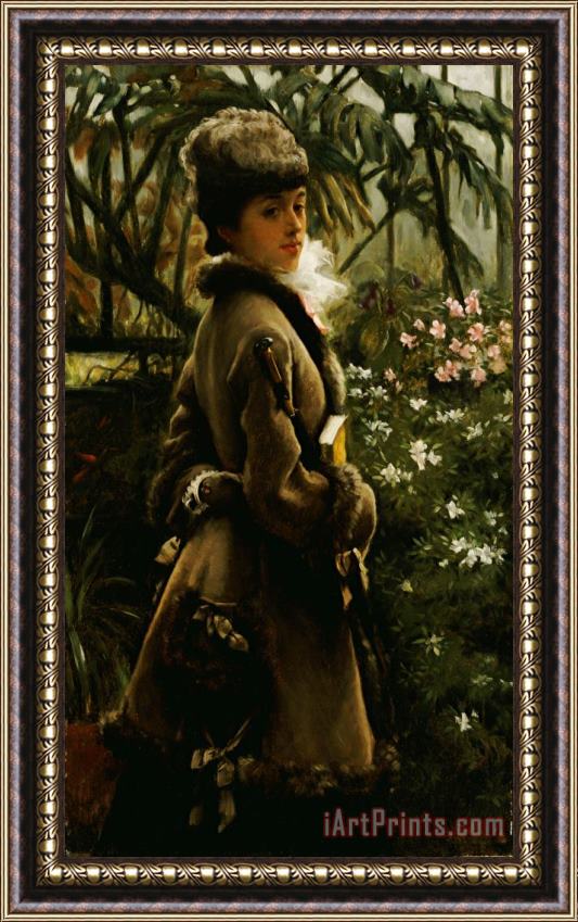 James Jacques Joseph Tissot In the Greenhouse Framed Painting