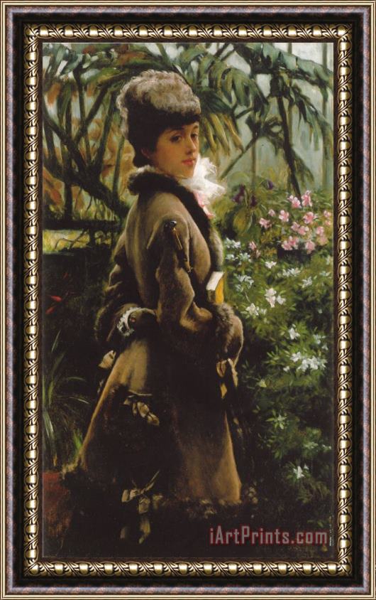 James Jacques Joseph Tissot In The Greenhouse Framed Print