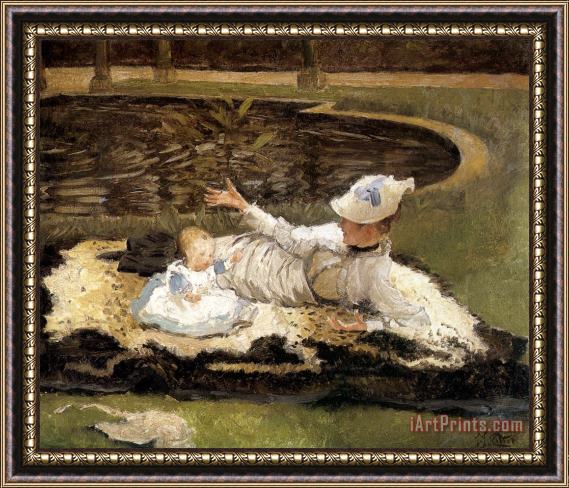 James Jacques Joseph Tissot Mrs Newton with a Child by a Pool Framed Print