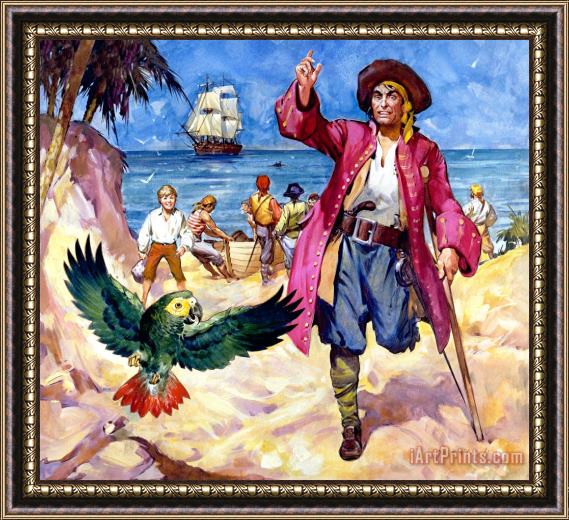 James McConnell Long John Silver and his Parrot Framed Print
