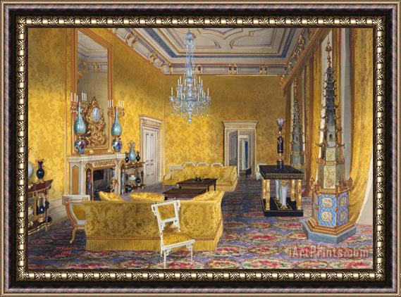 James Roberts Buckingham Palace The Yellow Drawing Room Framed Painting