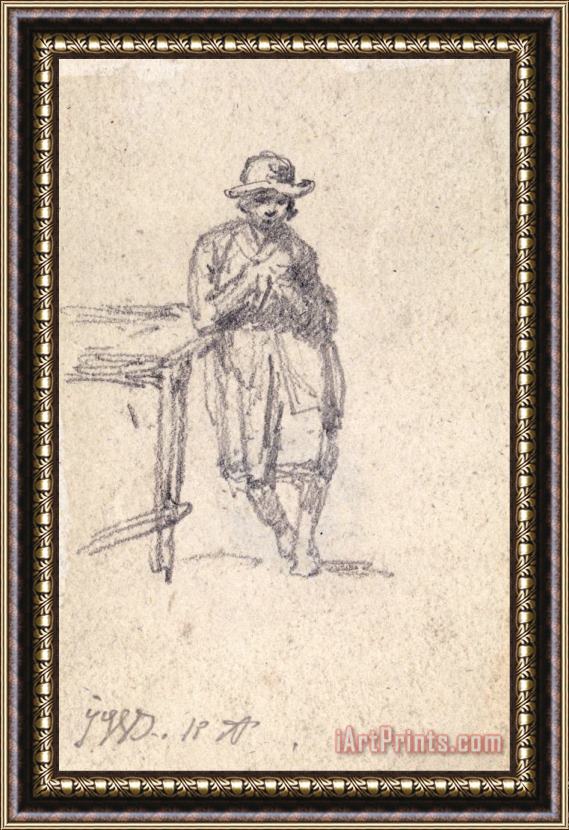 James Ward A Boy Leaning Against a Table Framed Painting