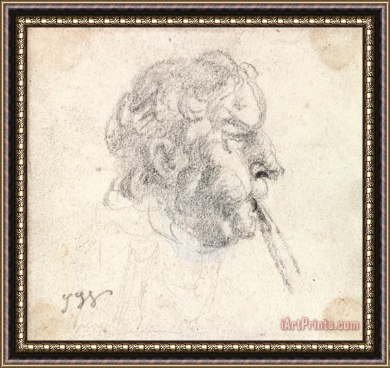 James Ward Head of a Man Blowing a Pipe Framed Print