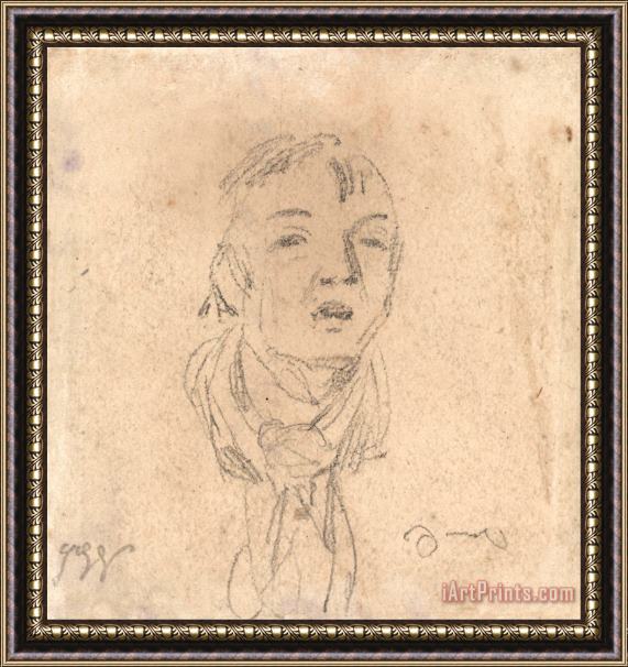 James Ward Head of a Man Wearing a Loose Scarf Framed Painting