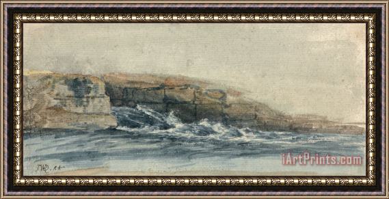 James Ward Sea Breaking on Stony Cliffs at Left Framed Painting