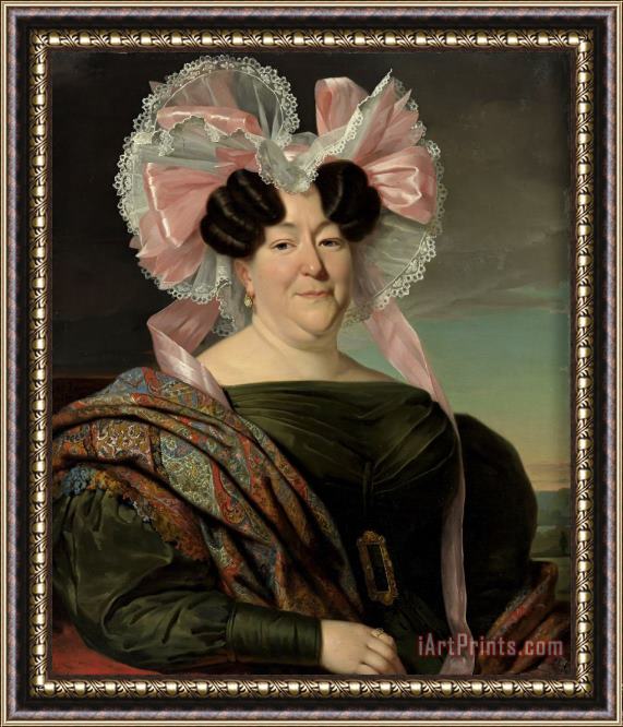 Jan Adam Kruseman Portrait of a Lady Framed Painting