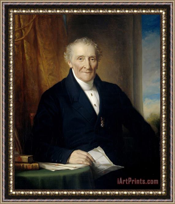 Jan Adam Kruseman Portrait of Rodolphe Le Chevalier, Merchant in Amsterdam And One of Three Founders of The Holland Iron Railroad Company Framed Painting