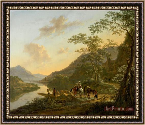 Jan Both Italian Landscape with Ferry Framed Painting