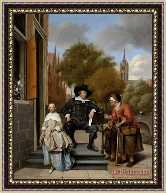 Jan Havicksz Steen Adolf And Catharina Croeser, Known As 'the Burgomaster of Delft And His Daughter' Framed Painting
