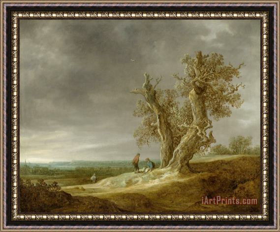 Jan Josefsz Van Goyen Landscape with Two Oaks Framed Painting