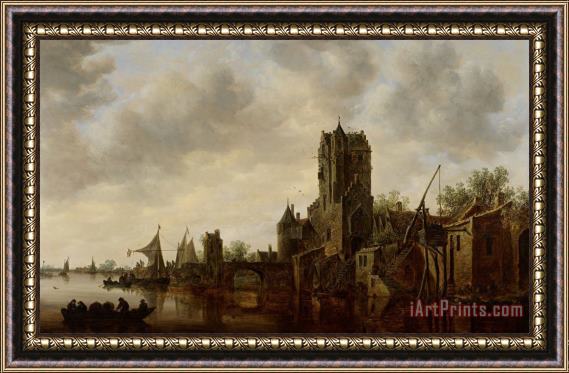 Jan Josephsz van Goyen River Landscape With The Pellecussen Gate Near Utrecht Framed Print