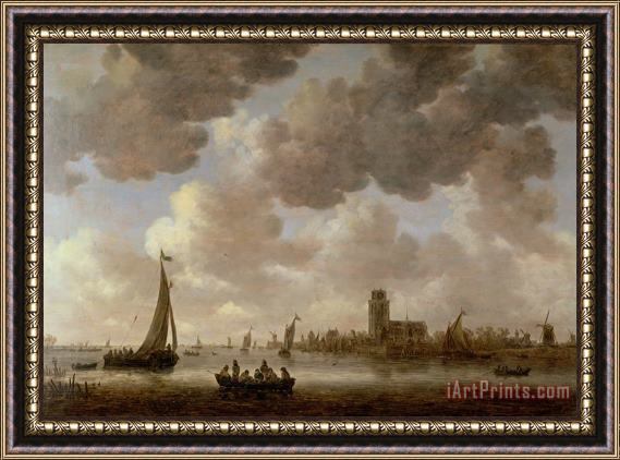 Jan Josephsz van Goyen View of Dordrecht Downstream from the Grote Kerk Framed Print