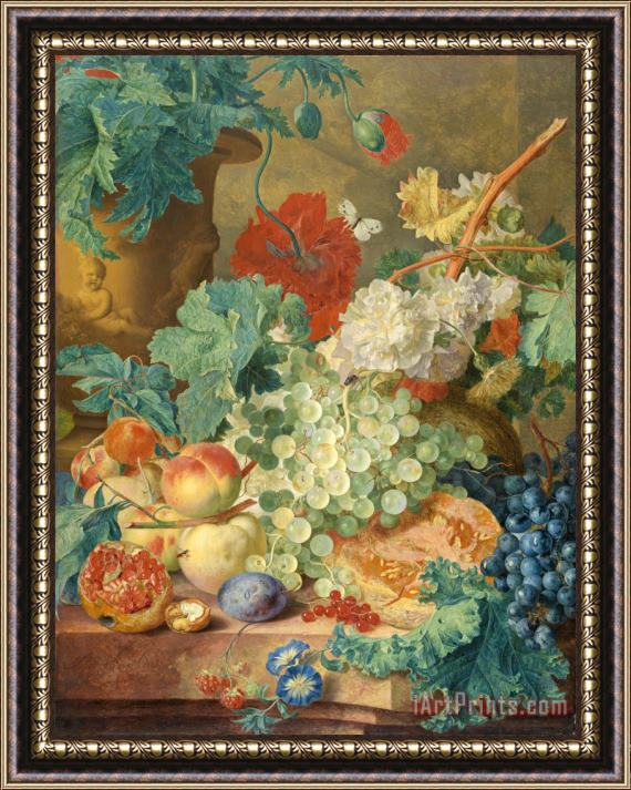 Jan Van Huysum Still Life with Flowers And Fruit Framed Print