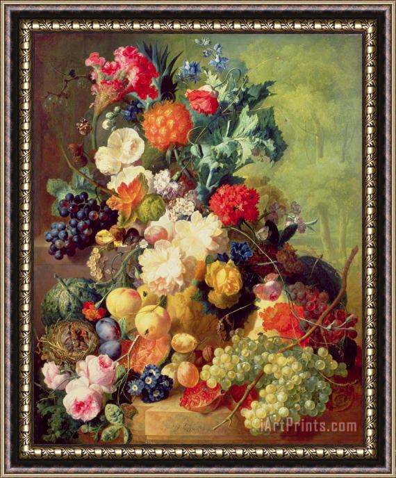 Jan van Os Still Life with Flowers and Fruit Framed Print