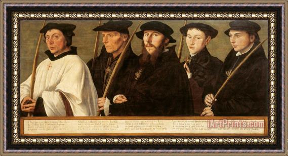 Jan Van Scorel Schoorl Five Members of The Utrecht Brotherhood of Jerusalem Pilgrims Framed Print