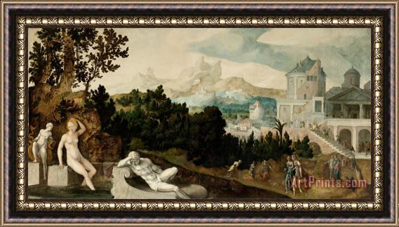 Jan Van Scorel Schoorl Landscape with Bathsheba Framed Painting