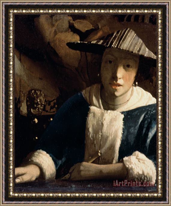 Jan Vermeer Young Girl with a Flute Framed Print