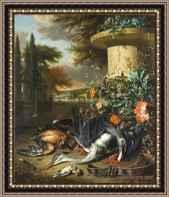 Jan Weenix Gamepiece with a Dead Heron Framed Painting