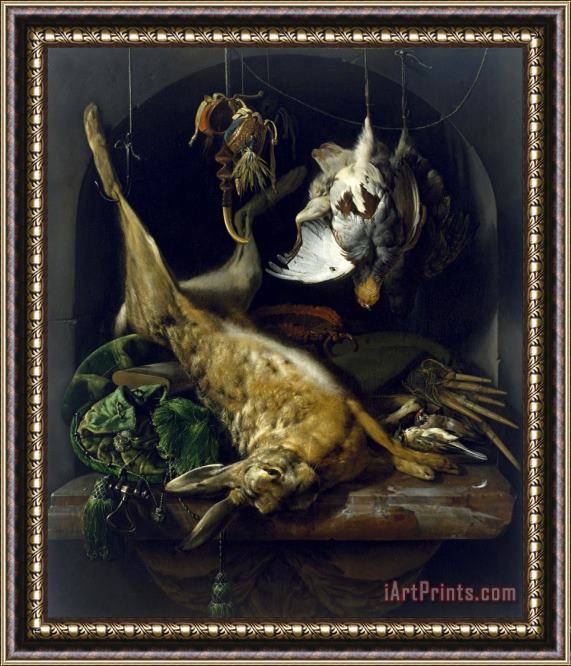 Jan Weenix Still Life of a Dead Hare, Partridges, And Other Birds in a Niche Framed Print