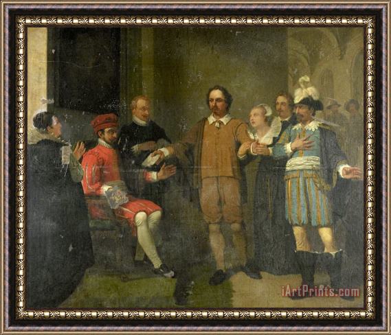 Jan Willem Pieneman Jacob Simonsz De Rijk Getting The Spanish Governor General Requesens to Release Marnix Van Sint Aldegonde, 1575 Framed Painting